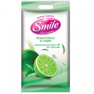 Серветки вологі Smile 15шт Бамбук і едел