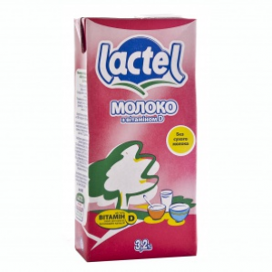 Молоко Lactel 3,2% 1л З вітаміном D т/п