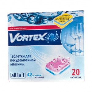 Таблетки Vortex20шт д/посуд маш all in 1