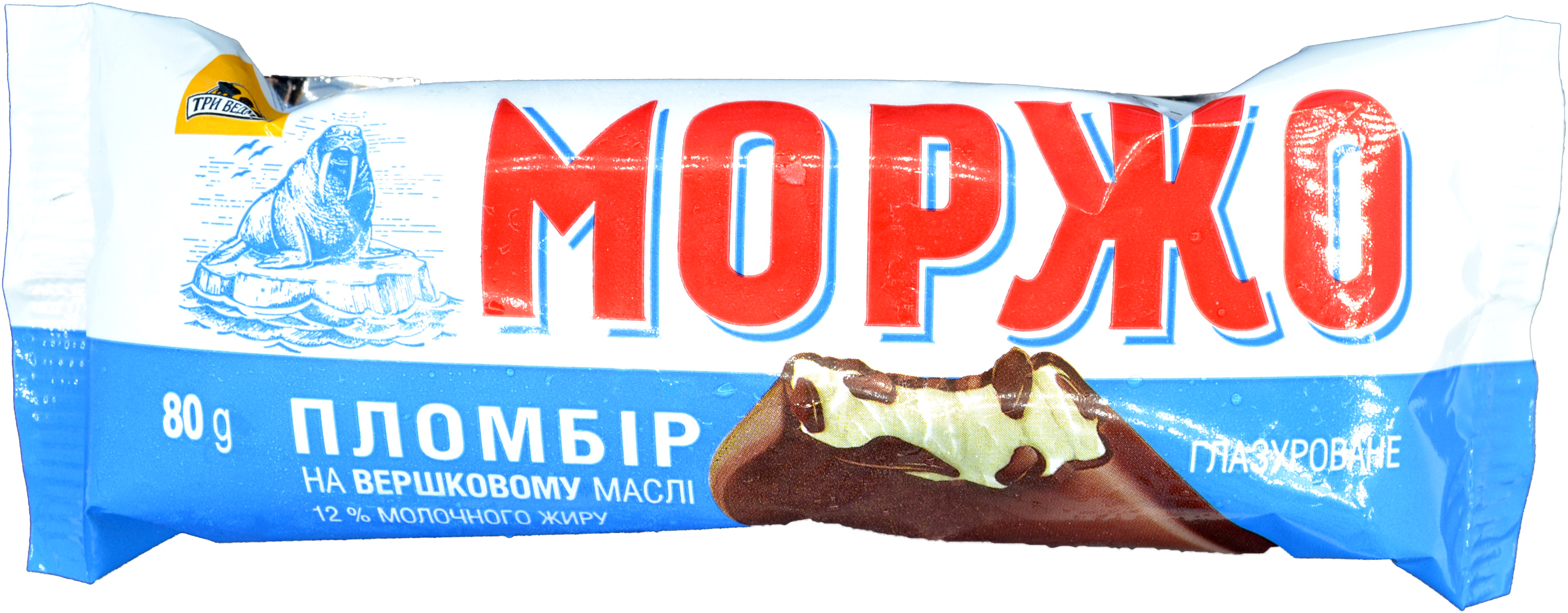 Морозиво ТриВедмеді 80г Моржо гл н/п пер