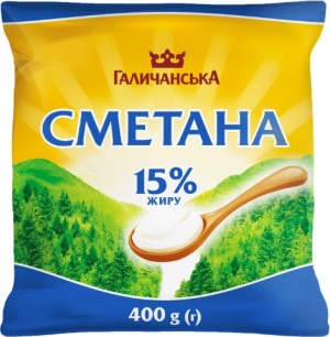 Сметана ГаличанськА 15% 370г п/е