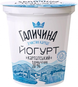 Йогурт Галичина 3% 280г Карпатськ стак