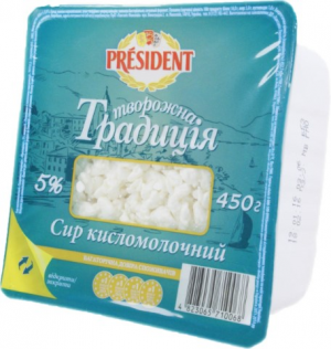 Сир President к/м 5% 350г Творож Трад фп