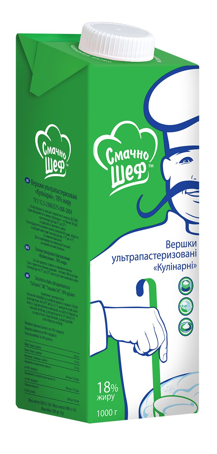 Вершки На здоровя 18% 1л кулінарні