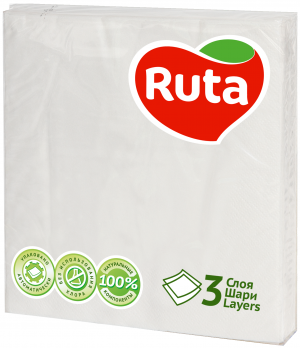 Серветки Ruta 33*33 20шт 3шар білі