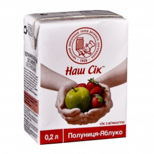 Сік НашСік 0,2л Яблуко-полуниця