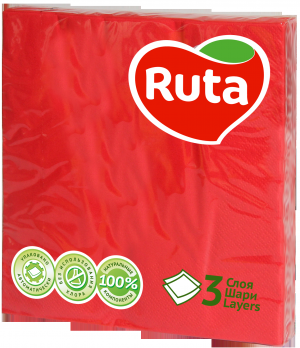 Серветки Ruta 33*33 20шт 3шар червоні